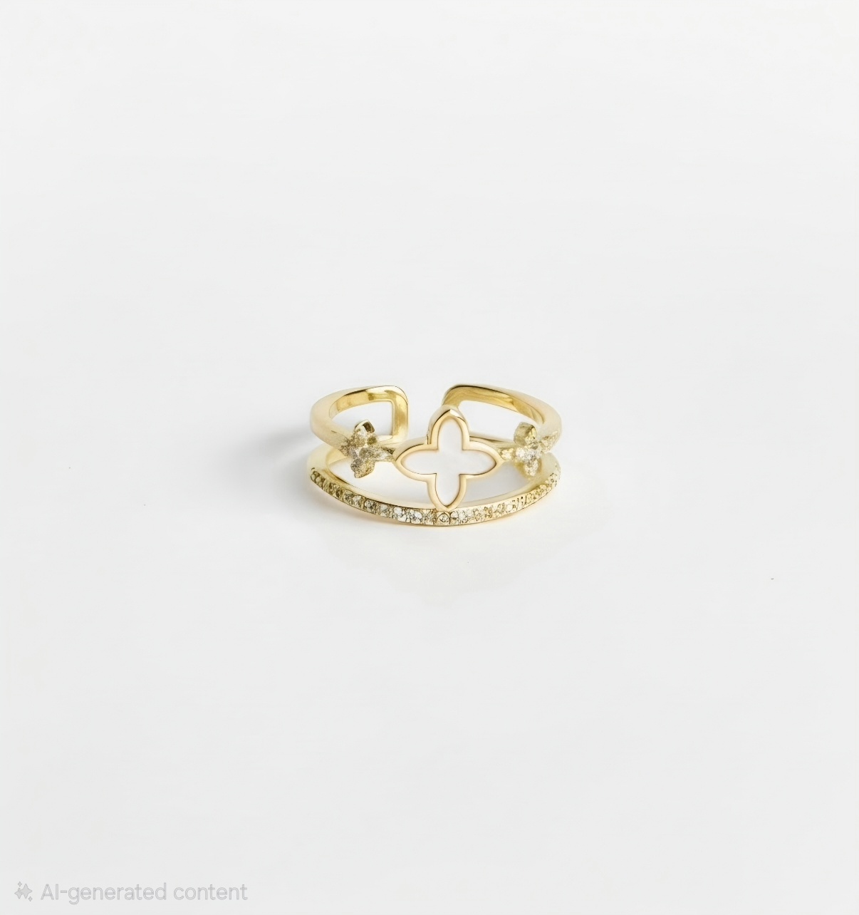 Mother of Pearl Clover Adjustable Ring